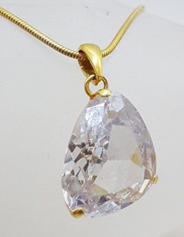 Plated Large Crystal Pendant on Chain