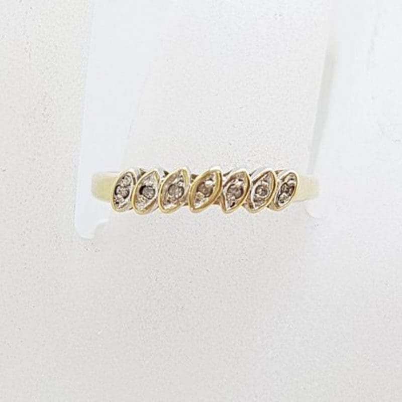 9ct Yellow Gold Diamond Leaves Eternity Ring / Band