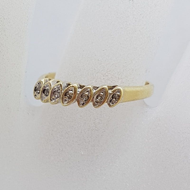 9ct Yellow Gold Diamond Leaves Eternity Ring / Band