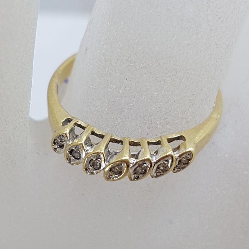 9ct Yellow Gold Diamond Leaves Eternity Ring / Band