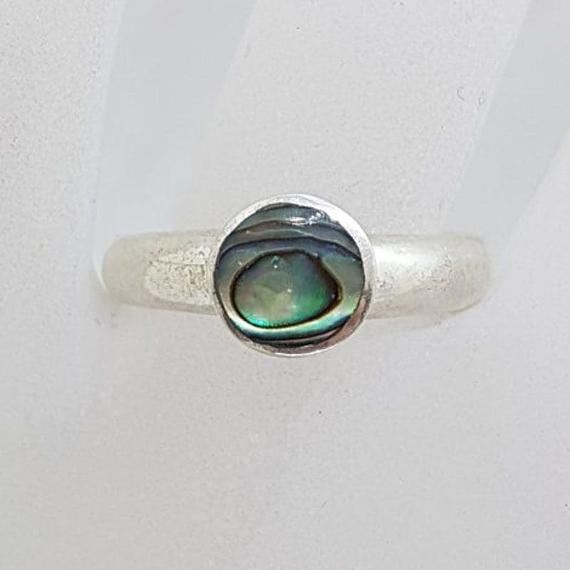 Sterling Silver Round Paua Shell Ring – Vintage