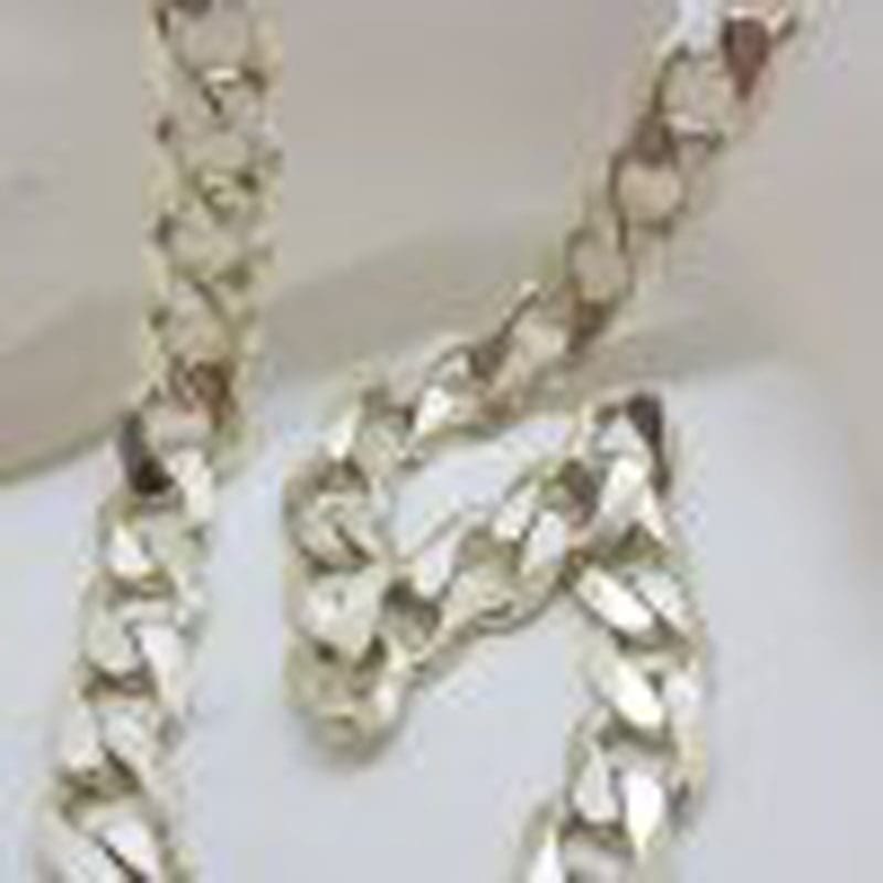Sterling Silver Heavy and Thick Flat Curb Link Necklace / Chain - Gents Jewellery