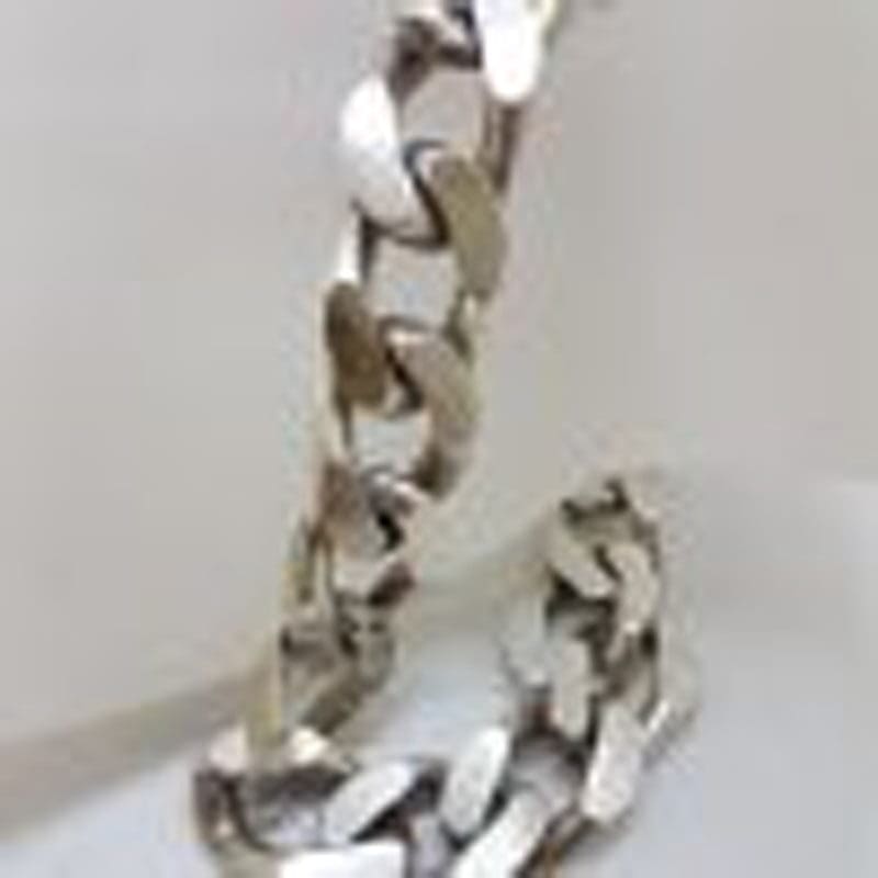 Sterling Silver Heavy and Thick Flat Curb Bracelet