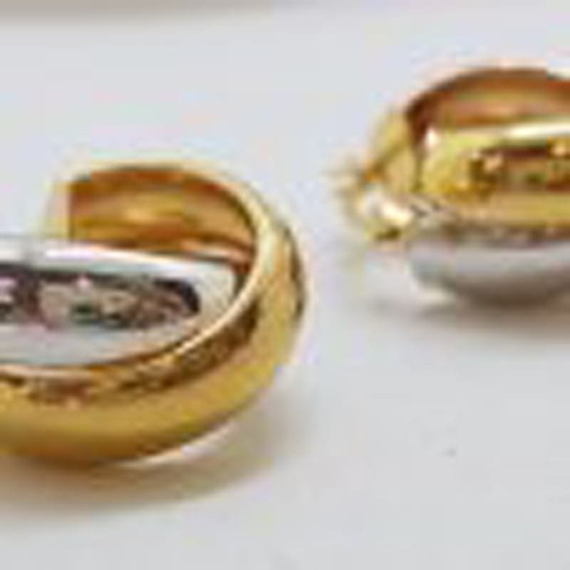 9ct Yellow Gold and White Gold - Two Tone - Wide Hoop Earrings
