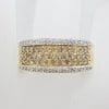 * SOLD * 18ct Yellow Gold Wide Chocolate and Clear Diamond Band Ring
