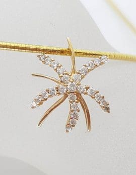 18ct Yellow Gold Diamond Starfish Cluster Pendant on Gold Omega Chain / Collier / Necklace