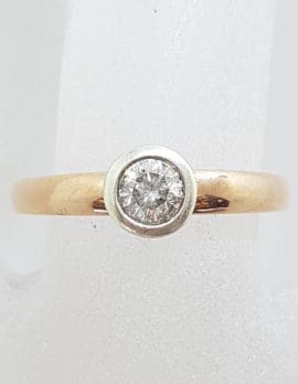 9ct Rose Gold and White Gold Bezel Set Diamond Solitaire Ring