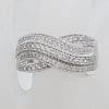 10ct White Gold Wide Twist / Wave Design Diamond Ring