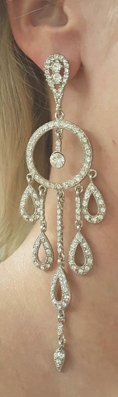 20210531_213422 Plated with Swarovski Crystal Shimmer and Glitz Long Chandelier Drop Earrings - Wedding / Debutante / Special Occasion