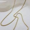 9ct Yellow Gold Long Box Link Necklace / Chain