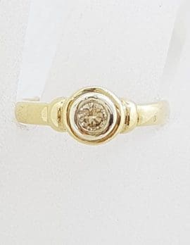 9ct Yellow Gold Round Bezel Set Diamond Ring