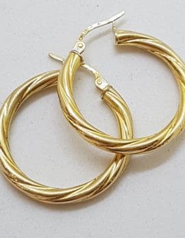 9ct Yellow Gold Twist Pattern Hoop Earrings