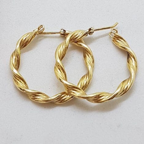 9ct Yellow Gold Twist Pattern Hoop Earrings
