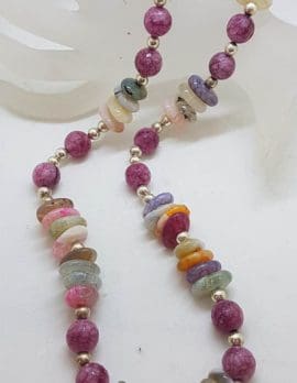 Long Multi-Coloured Natural Bead Necklace