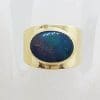 9ct Yellow Gold Wide Band Set with Oval Opal Ring