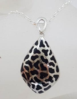 Sterling Silver Black Resin Pendant on Silver Chain