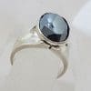 Sterling Silver Oval Iron Ore / Hematite High Set Ring - Vintage / Antique