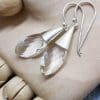 Sterling Silver Long Clear Crystal Quartz Drop Earrings
