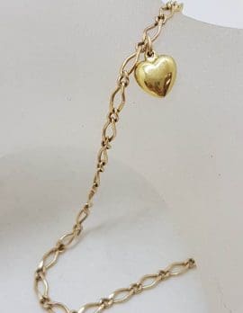 9ct Yellow Gold Anklet with Heart Charm