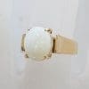 9ct Yellow Gold Solid White Opal Claw Set Ring - Antique / Vintage