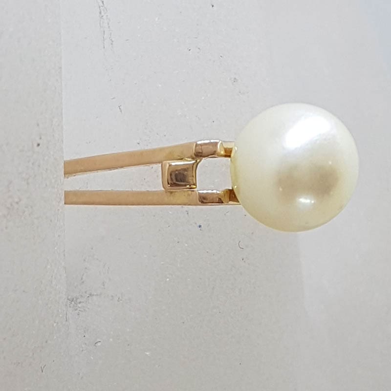 9ct Yellow Gold Natural Pearl Open Band Style Ring - Antique / Vintage