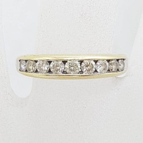 9ct Yellow Gold Channel Set 10 Diamond Eternity Ring / Wedding Ring