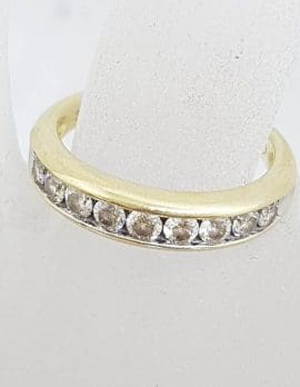 9ct Yellow Gold Channel Set 10 Diamond Eternity Ring / Wedding Ring