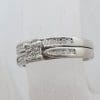 9ct White Gold Channel Set and Claw Set Diamond Engagement Ring and Wedding Ring Set - Square Setting