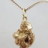 9ct Yellow Gold Poured Nugget Pendant on Gold Chain