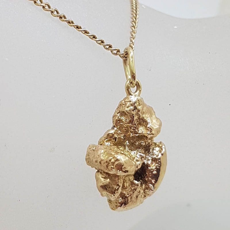 20210601_131819 9ct Yellow Gold Poured Nugget Pendant on Gold Chain