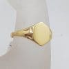 9ct Yellow Gold Hexagonal Shaped Signet Ring - Antique / Vintage