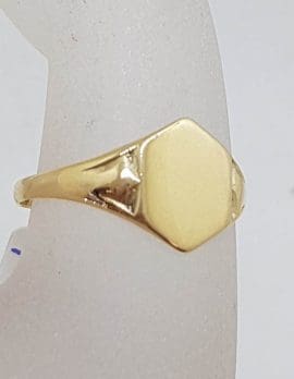 9ct Yellow Gold Hexagonal Shaped Signet Ring - Antique / Vintage