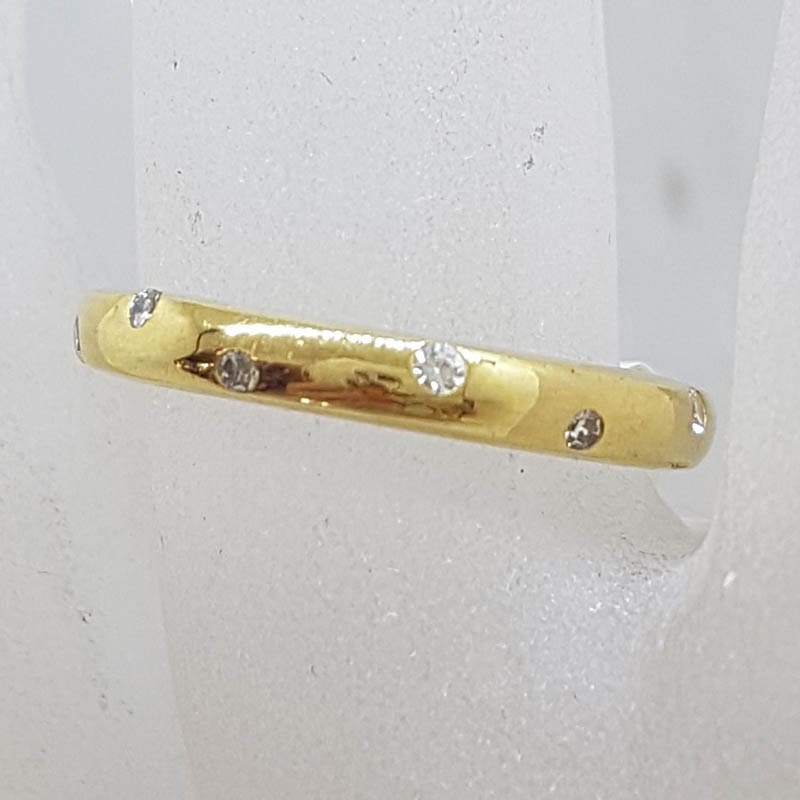 20210601_155420 18ct Yellow Gold Diamond Encrusted Rounded Eternal Wedding Band / Ring
