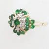 9ct Yellow Gold Natural Emerald and Diamond Cluster Ring - Antique / Vintage