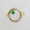 9ct Yellow Gold Natural Emerald and Diamond Round " Circle of Life " Ring