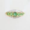 9ct Yellow Gold Natural Emerald & Diamond Bridge Set / Eternity Art Deco Style Ring