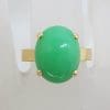 9ct Yellow Gold Australian Jade / Chrysoprase Oval Claw Set Ring