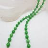 9ct Yellow Gold Clasp on Natural Jade Knotted Bead Necklace / Chain - Vintage