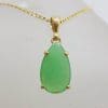 9ct Yellow Gold Faceted Chrysoprase / Australian Jade Pendant on Gold Chain
