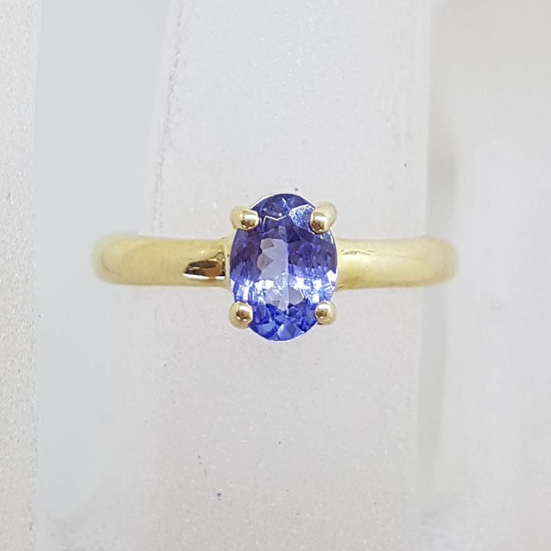 9ct Yellow Gold Oval Claw Set Tanzanite Ring