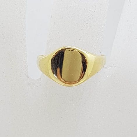 9ct Yellow Gold Round Signet Ring - Gents Ring / Ladies Ring - Antique / Vintage