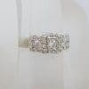 18ct White Gold Handmade Diamond Art Deco Style Square Clusters Ring - Engagement Ring / Dress Ring