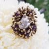 9ct Yellow Gold Very Large Natural Form Amethyst & Baroque Pearl Unusual Anemone Shape Cluster Ring - Vintage