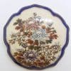 Antique Japanese Satsuma Brooch - Unusual Shape - Floral Scenery