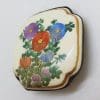 Antique Japanese Satsuma Brooch - Square - Floral Scenery