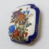Antique Japanese Satsuma Brooch - Square - Floral and Bird Scenery