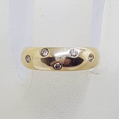 9ct Yellow Gold Wide Inset Diamond Band Ring