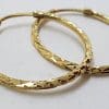 18ct Yellow Gold Snake Patterned Large Hoop Earrings
