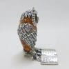 Owl Standing with Book – Solid Sterling Silver Natural Baltic Amber Animal Figurine / Statue / Sculpture