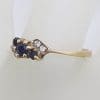 9ct Yellow Gold Natural Sapphire and Diamond Ring - Vintage